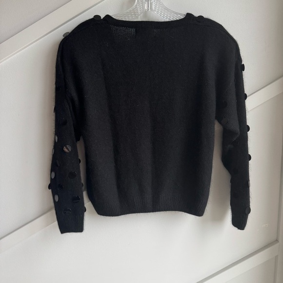 Ming Wang Black V-Neck Silk Angora Sweater with Sequins Vintage 80s Black size S - Picture 5 of 5